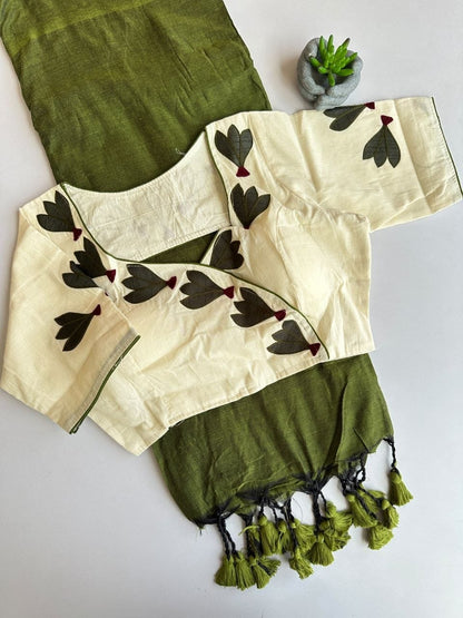 Khadi cotton with  stitched blouse