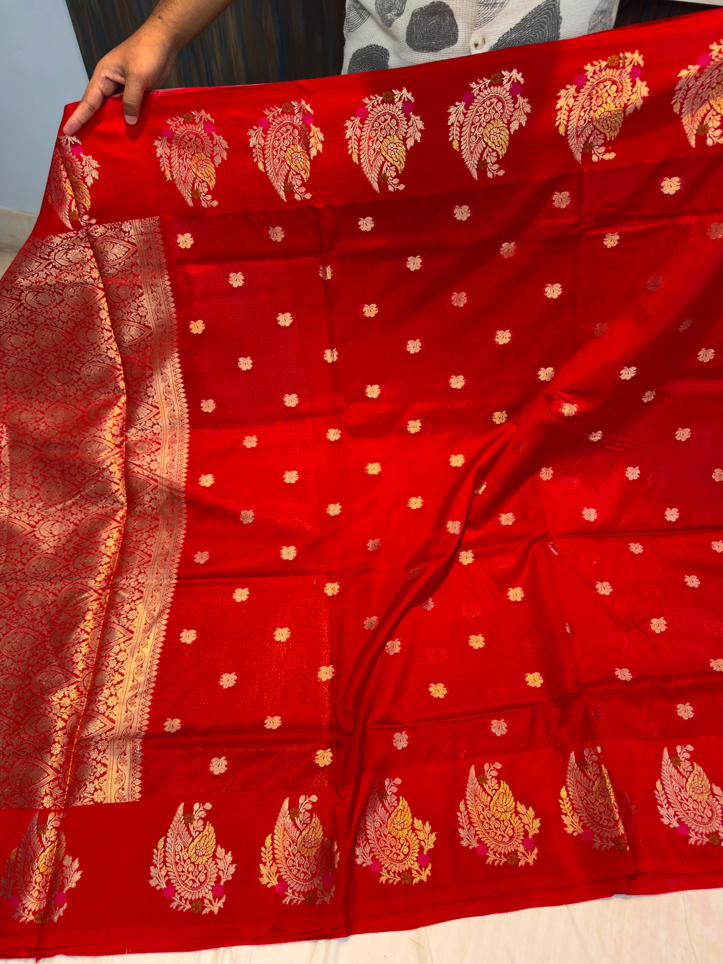 Banarasi green raw mango soft silk saree