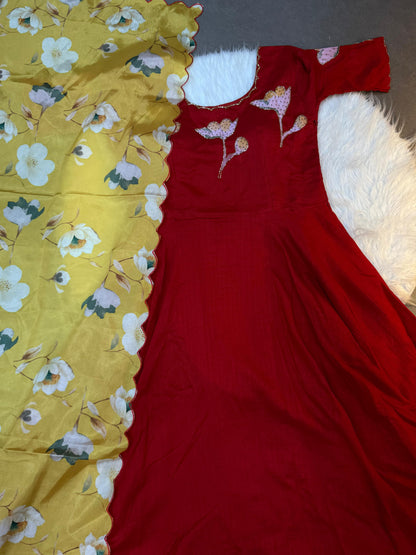 Hand painted with maggam work gowns