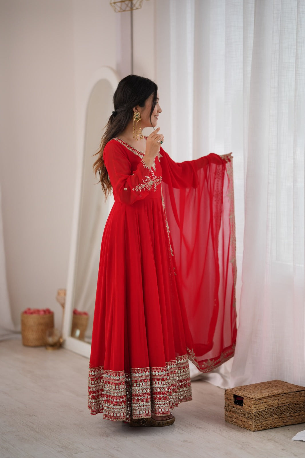 Georgette Anarkali beautiful Mirror Embroidery sequence gowns