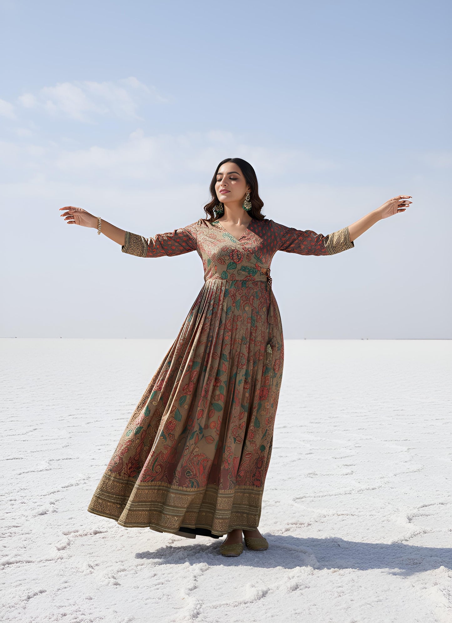 Kalamkari Print Anarkali Gowns