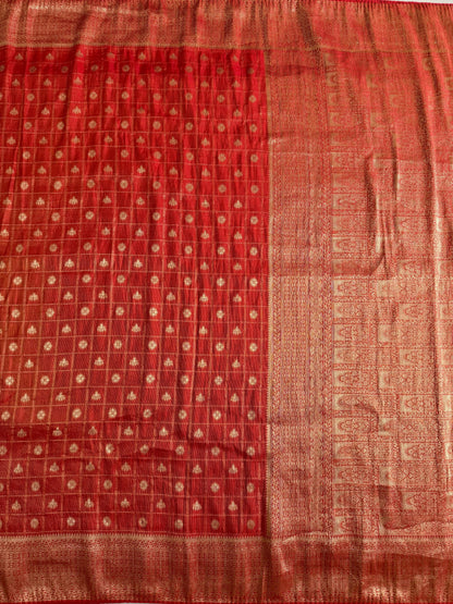 Pure Soft Banarasi Khadi Zari Crushed Silk
Saree with stitched blouse