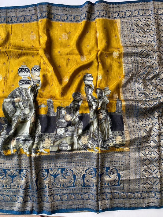 Kalmkari Bandhini fusion  luxe georgette saree