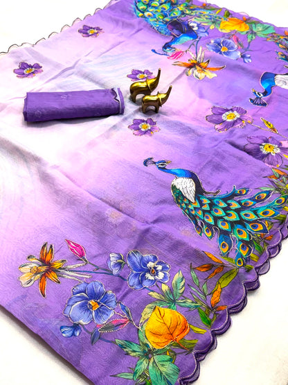 Budget soft Chanderi cotton digital sarees