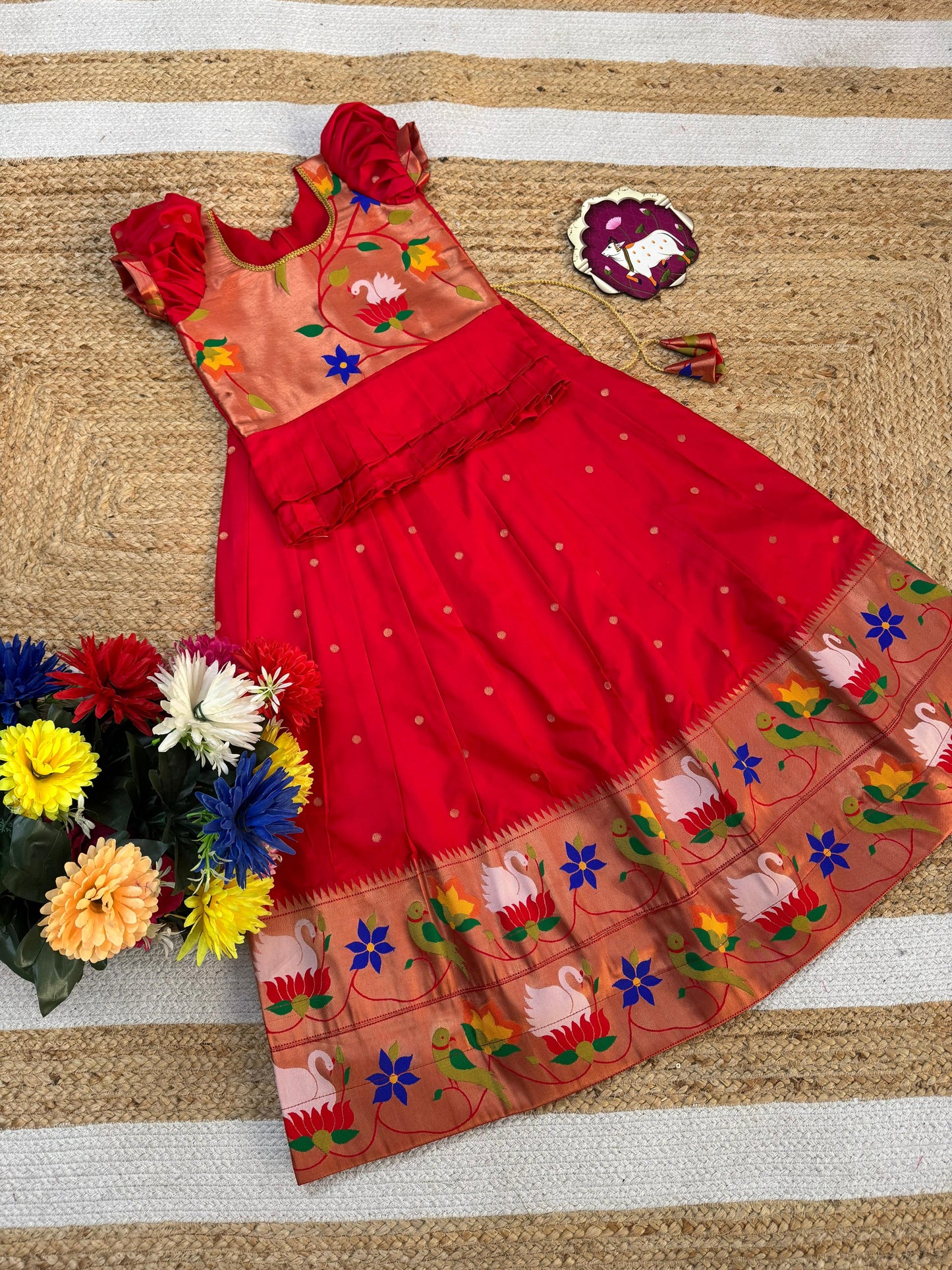 Kids cute paithani temple wear sets