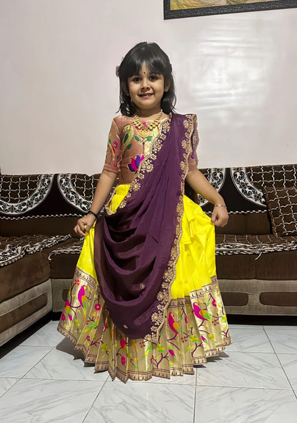 Kids cute paithani with dupatta sets