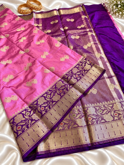 Juhmki series Banarasi katan soft silk sarees