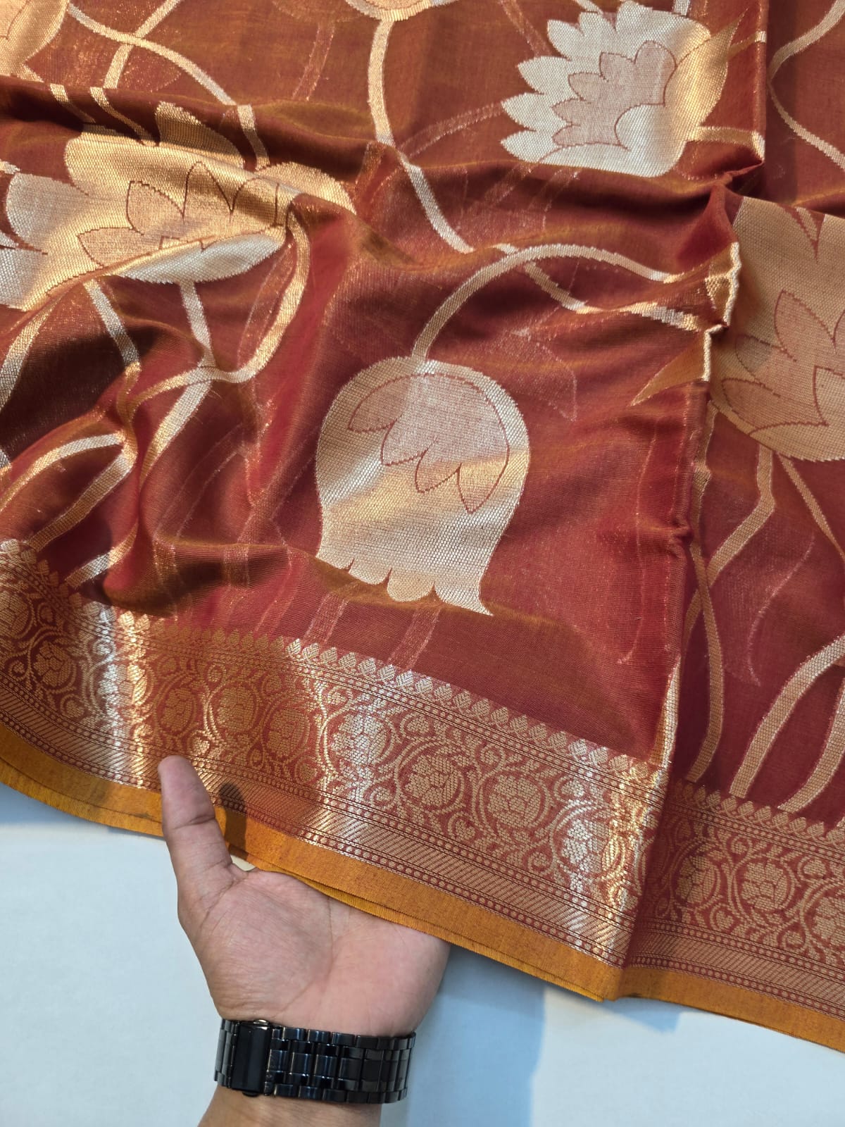 Banarasi mul cotton silk jaal pattern sarees