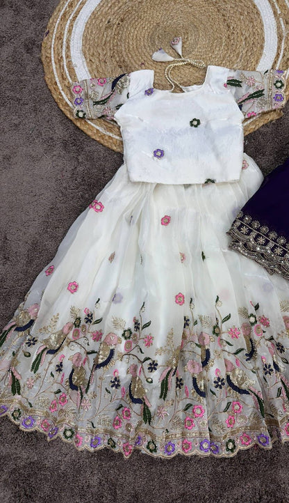 Kids designer beads work lehenga with dupatta
