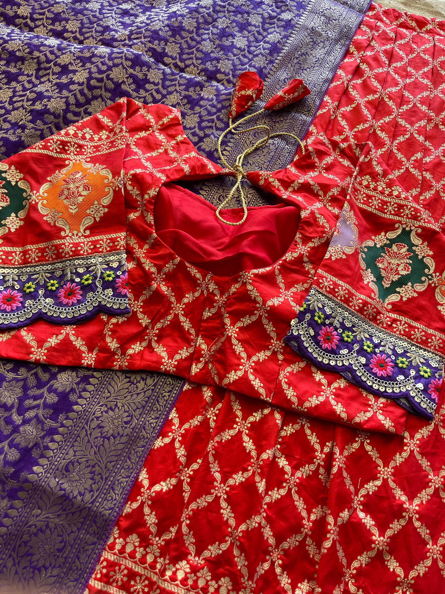 Silk Lehenga with stiched blouse