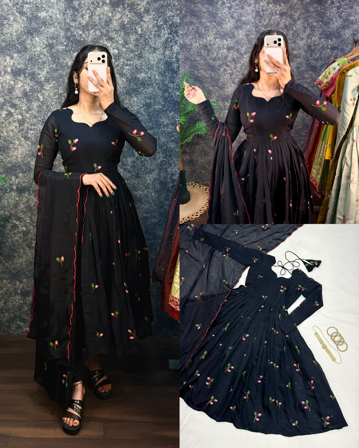 Kalayani Anarkali Mul Chanderi gowns