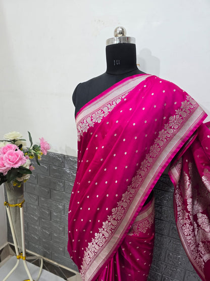 Pattu tradition Mashru Katan royal pink saree