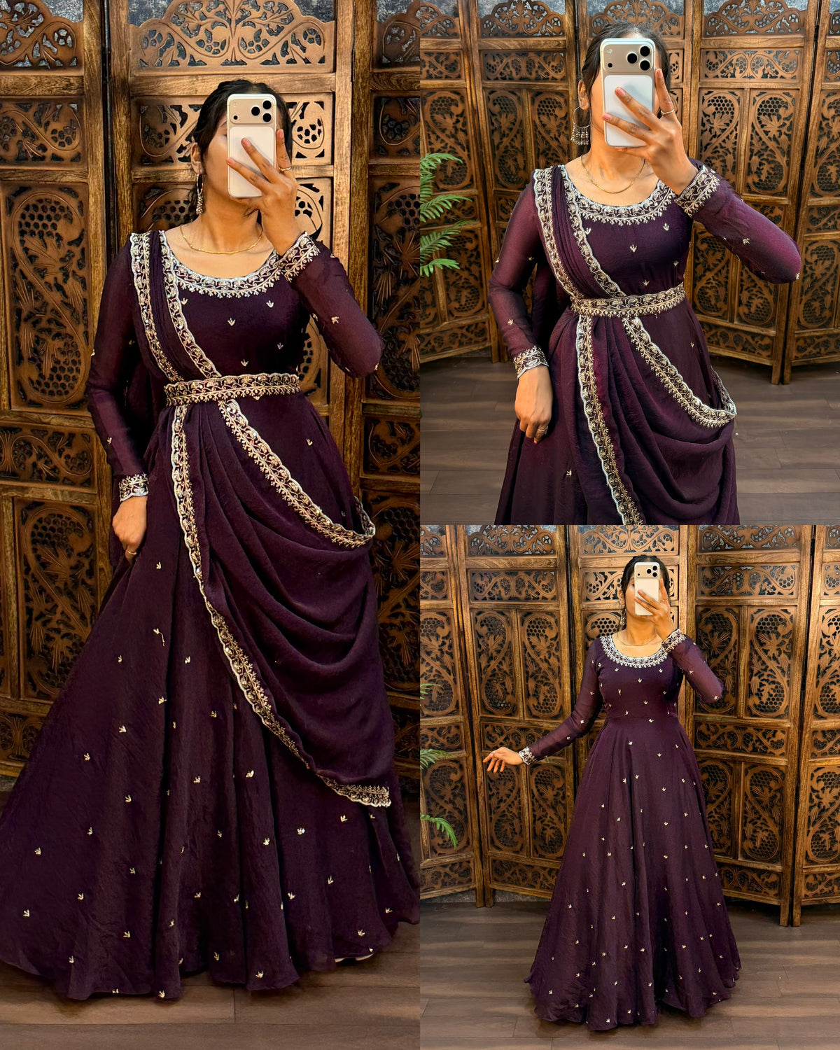 South style silk gown with dupatta
