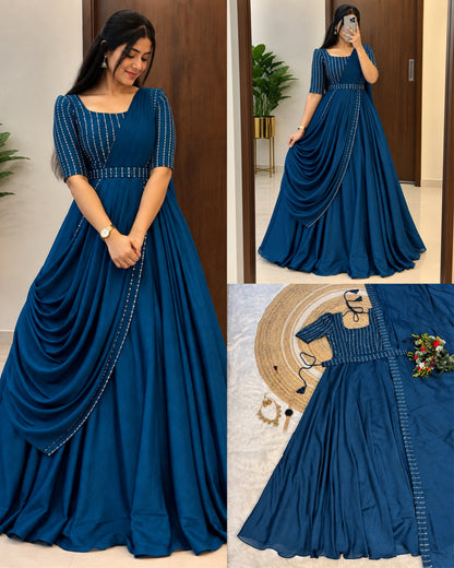 party wear draping style cafe gown