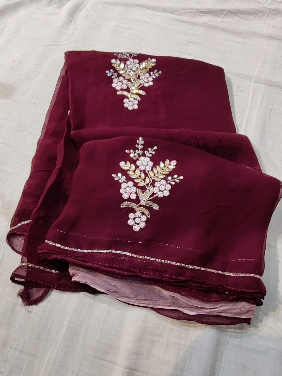 ELEGANT HANDWORK TRENDY CHIFFON SAREES