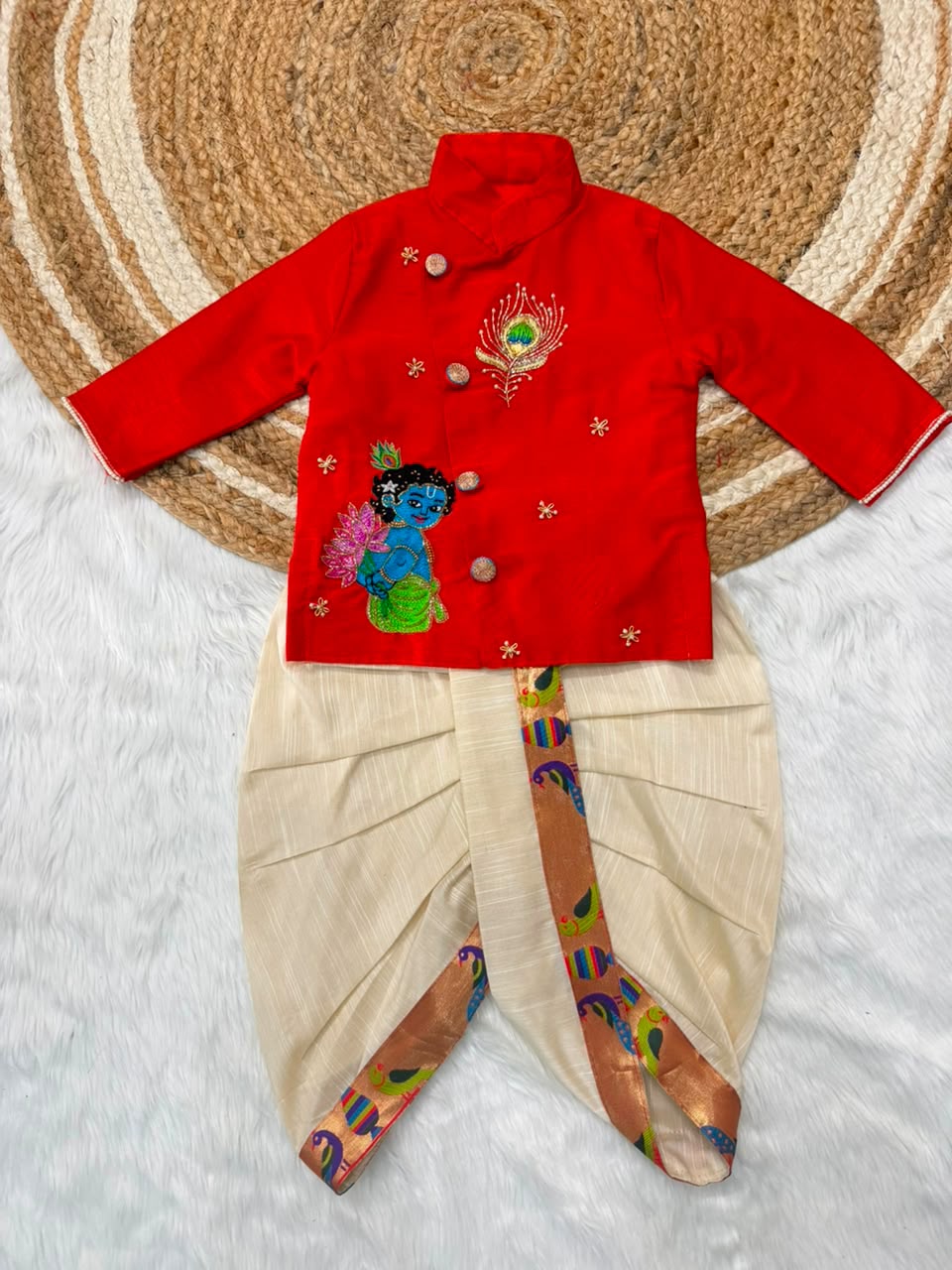 Premium Boy  Raw Silk Kurta with Dhoti Set