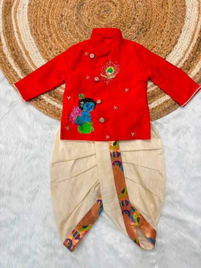 Premium Boy  Raw Silk Kurta with Dhoti Set