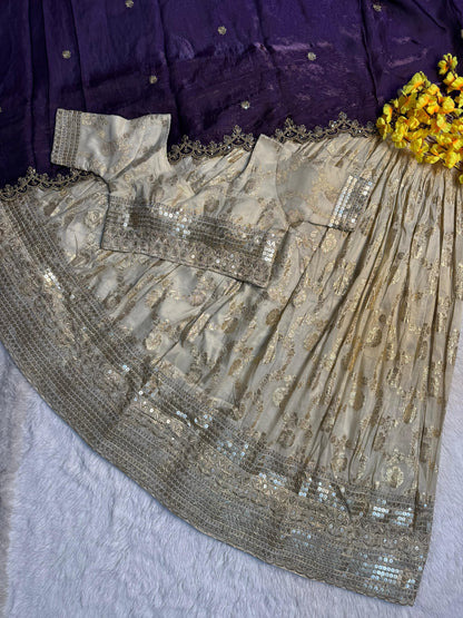 Simmer Silk séquence work Lehenga with stitched Blouse