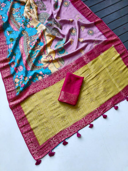 Pure Crape Georgette Bandhini fusion luxe semi pattu type look saree