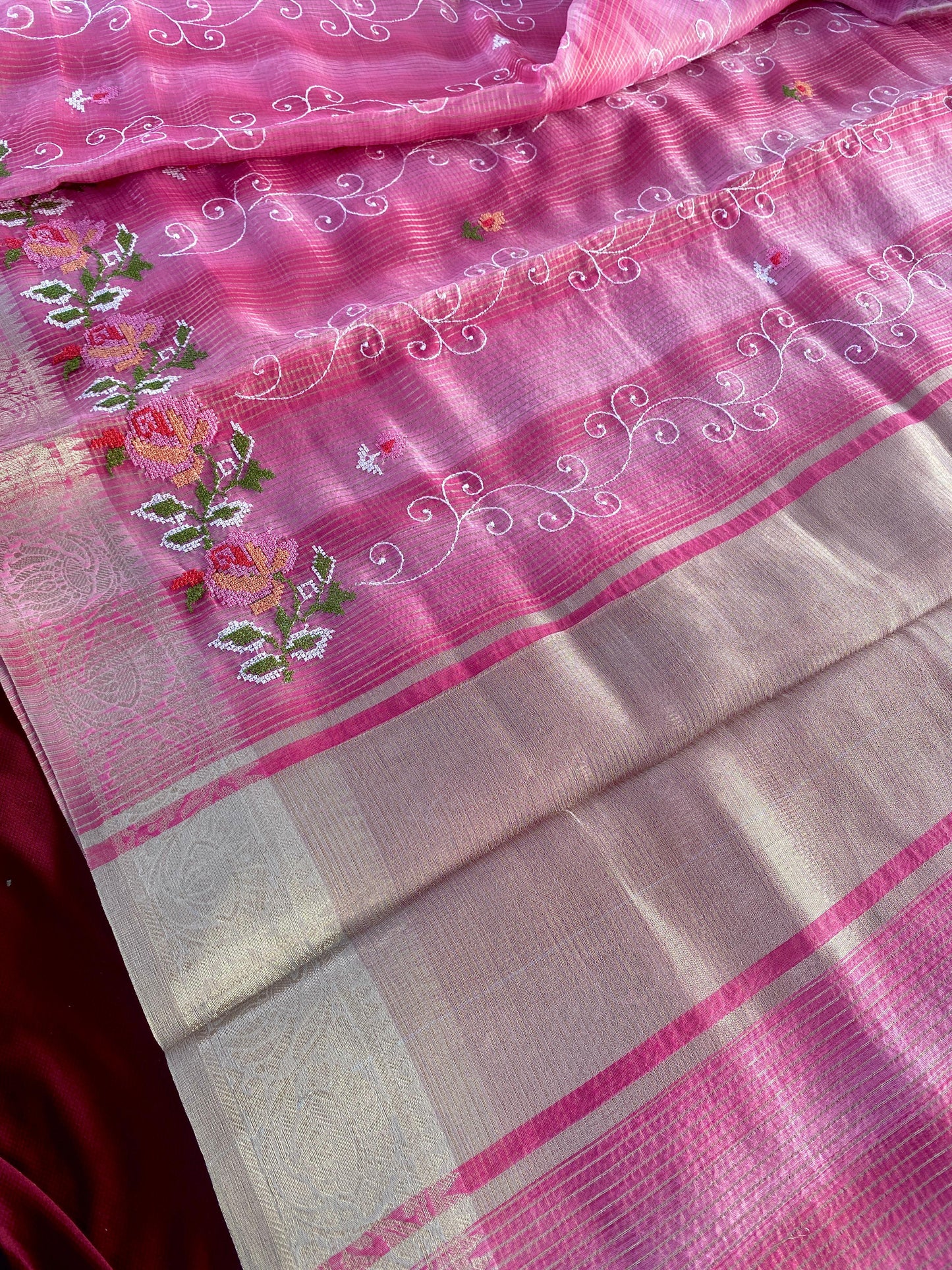 Kota budget Embroidery jequard border sarees