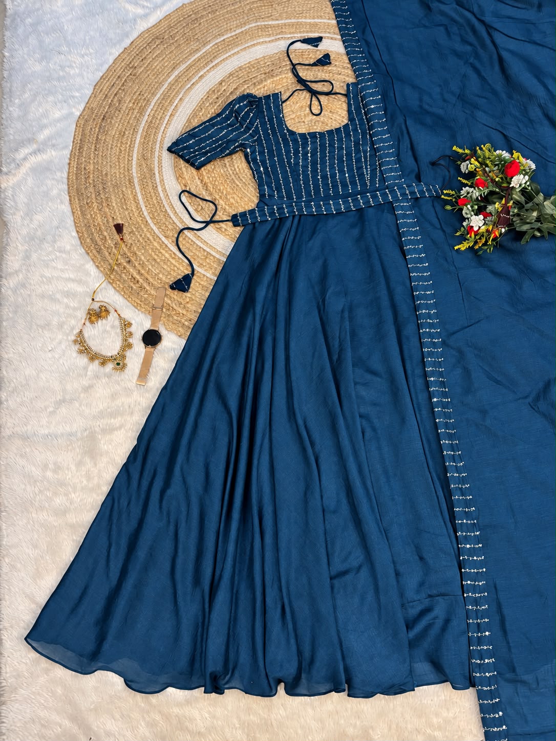 party wear draping style cafe gown