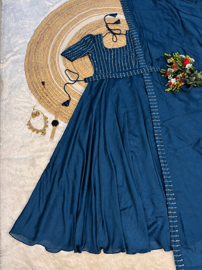 party wear draping style cafe gown