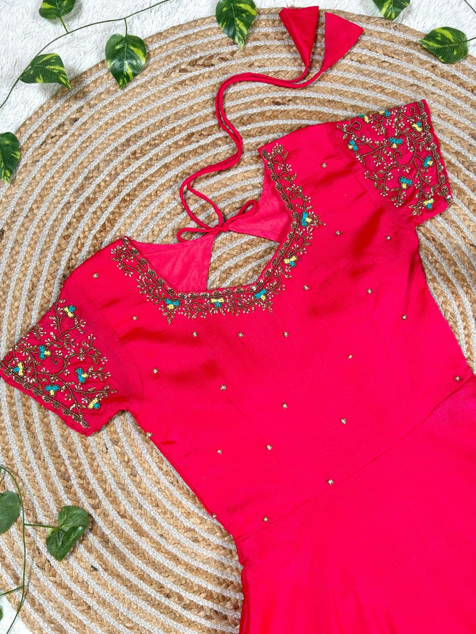 Machine Maggam work gowns with dupatta