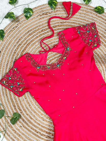 Machine Maggam work gowns with dupatta