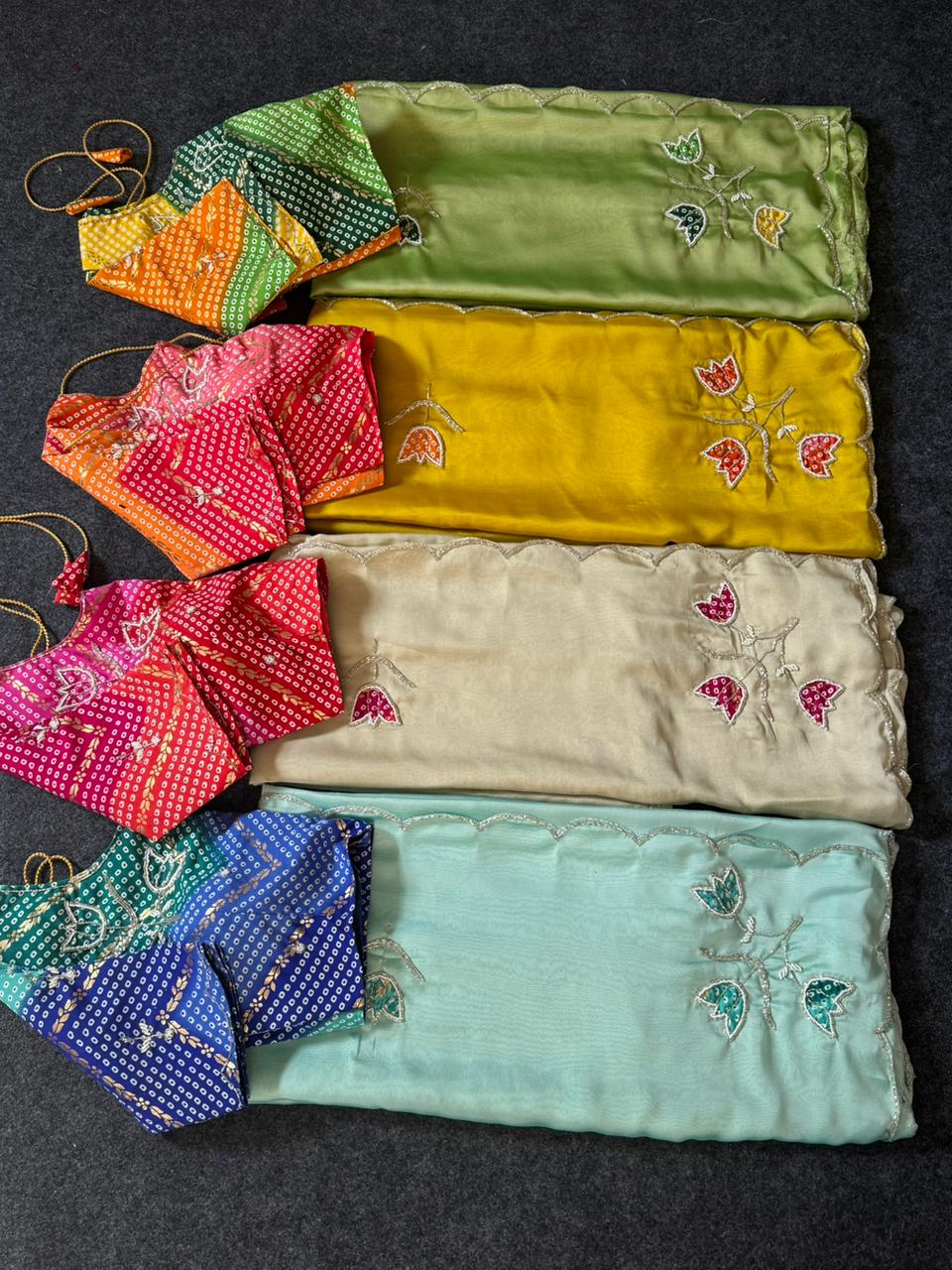 Handwork budget saree with stitched blouse