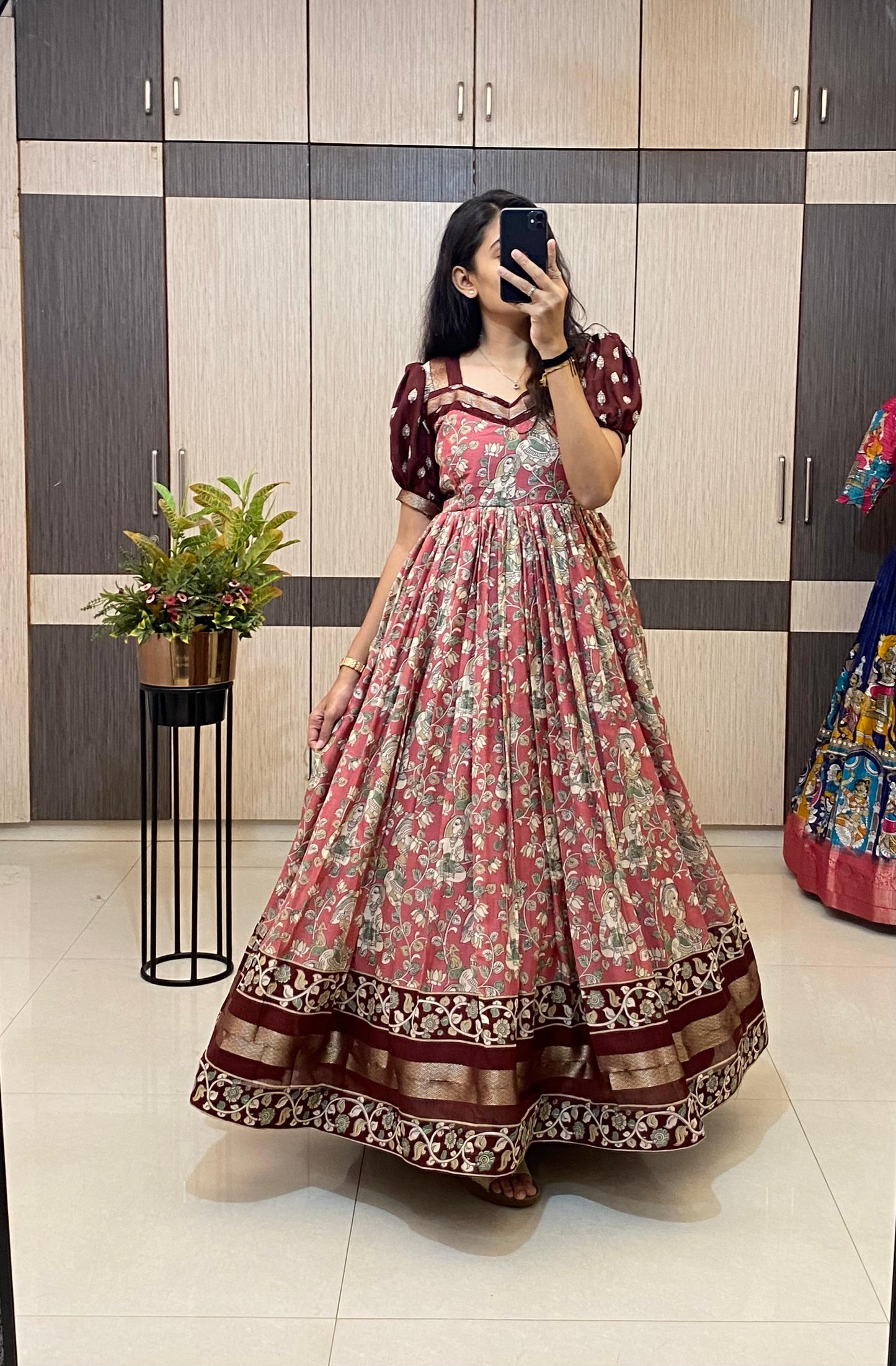 Mul cotton Kalakmari Gowns classic Insta