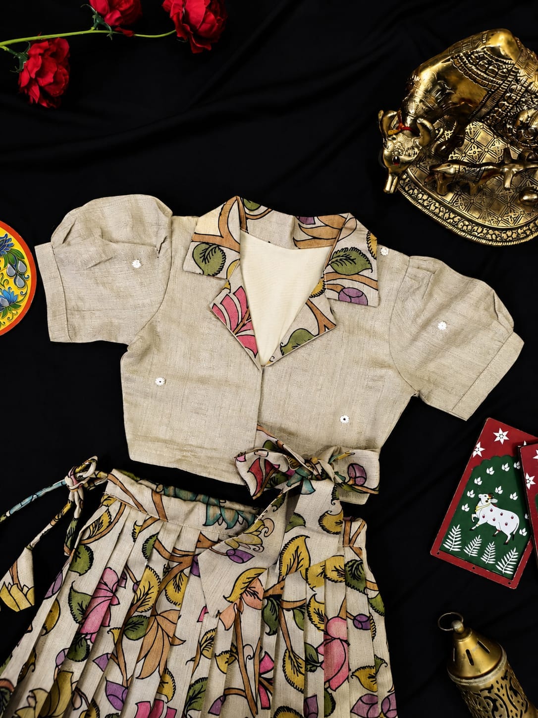 Indo western style kids cute Kalamkari sets