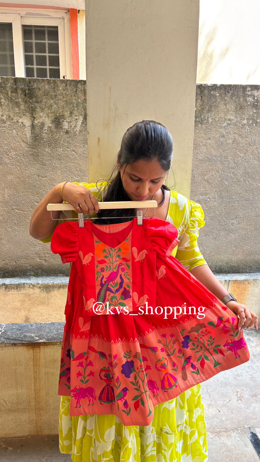 Kids cute paithani delicate zari with puff sleeves