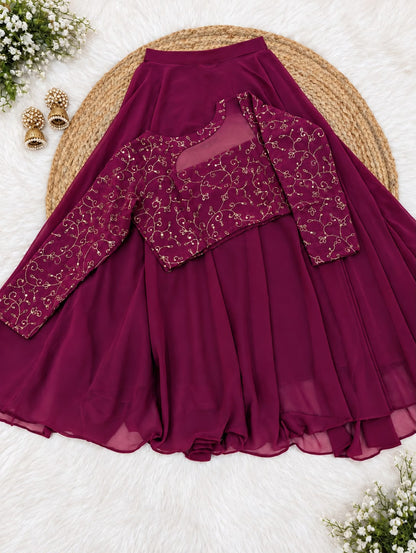 Crop top style (Anarakali ) gown stylish work sets