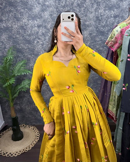 Kalayani Anarkali Mul Chanderi gowns