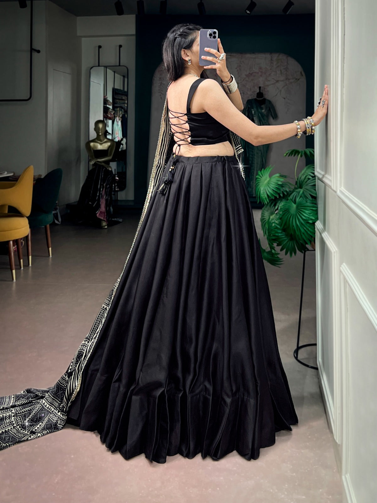 Moonga Silk Fabric with a Beautiful Printed Satin Dupatta Designer lehenga