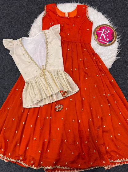 Cafe 2 in one Designer vichitra silk gown