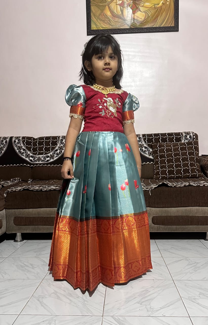 Kids Kanjivaram Silk Festive Gown