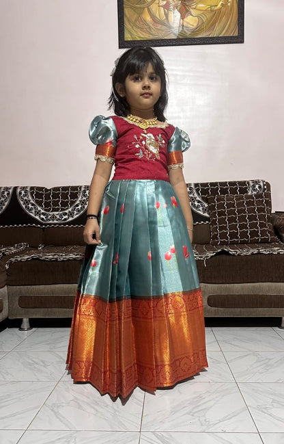 Kids Kanjivaram Silk Festive Gown